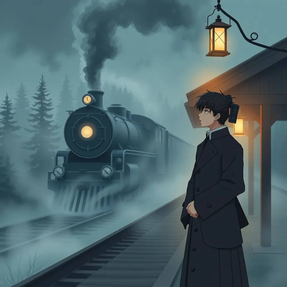 第2話「霧の向こうの霞ヶ原駅」の挿絵(AIによる生成)