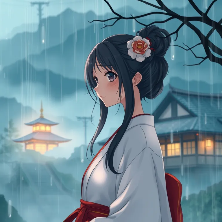 『雨雫の言の葉、嘘なき誠の道』の表紙(AIによる生成)