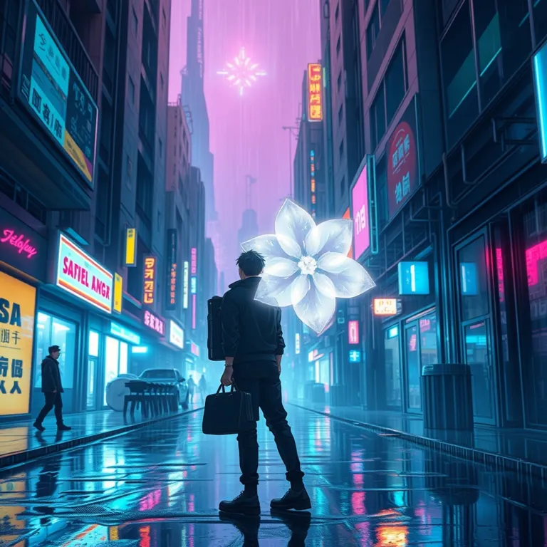 『電脳桜のノイズ、記憶市場の残響』の表紙(AIによる生成)