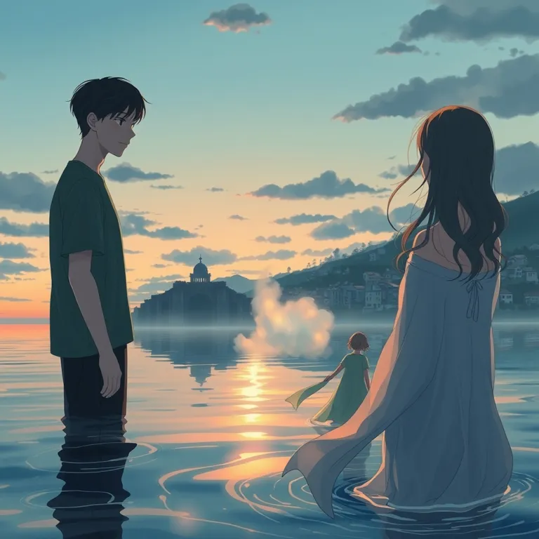 『凪の底、嘘の重さ』の表紙(AIによる生成)