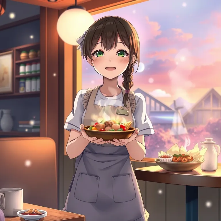 『お腹ぺこぺこ！異界渡り鳥のもぐもぐ美食旅路』の表紙(AIによる生成)