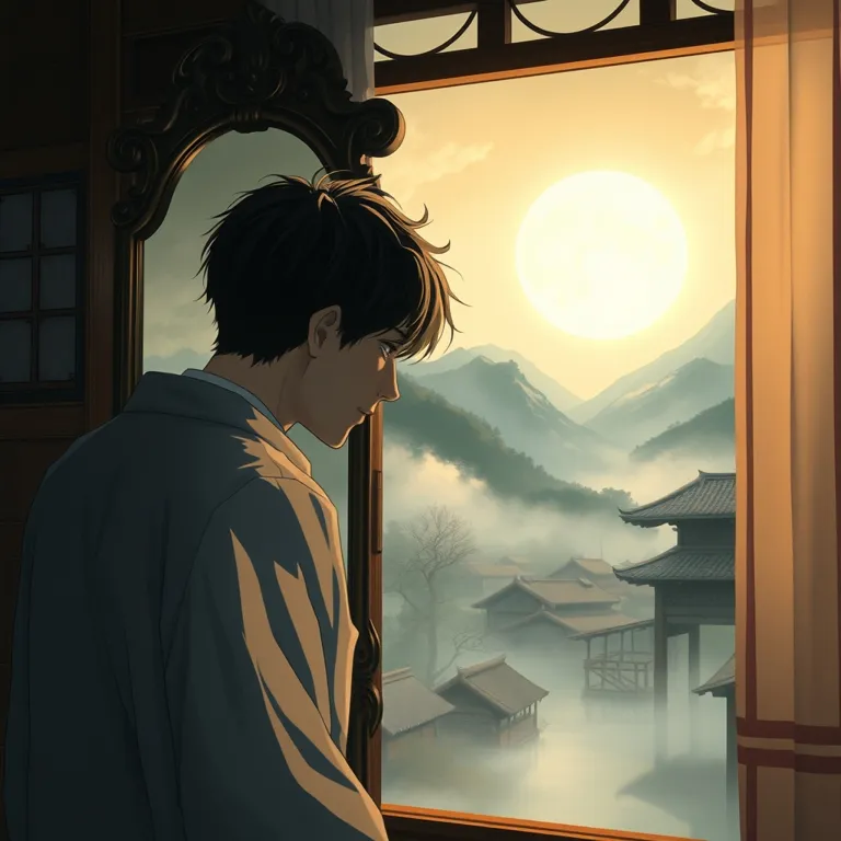 『鏡痣の村』の表紙(AIによる生成)
