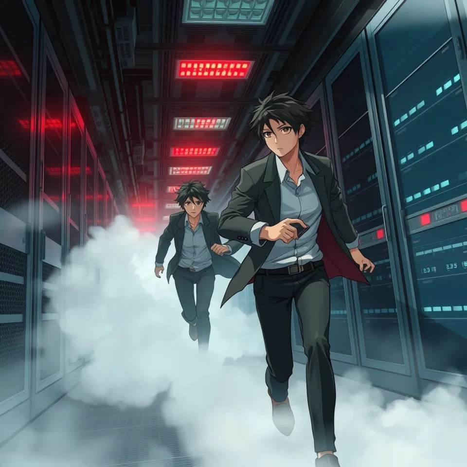 第8話「サーバー室の脱出」の挿絵(AIによる生成)