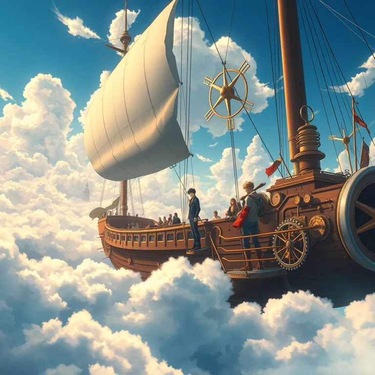 『風を継ぐ翼と雲海の羅針盤』の表紙(AIによる生成)