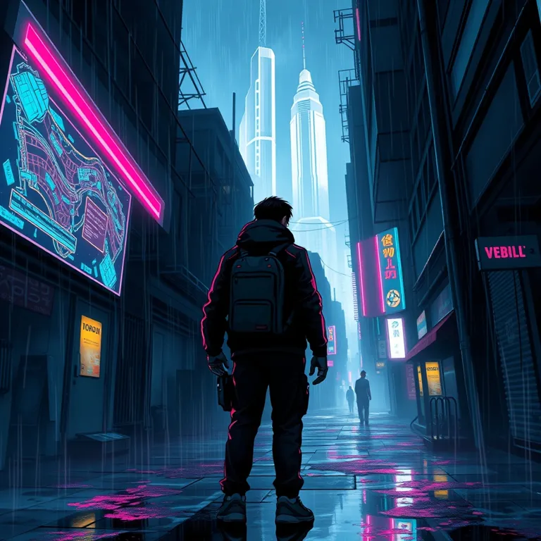 『ネオン・ダスト：抹消された地平』の表紙(AIによる生成)