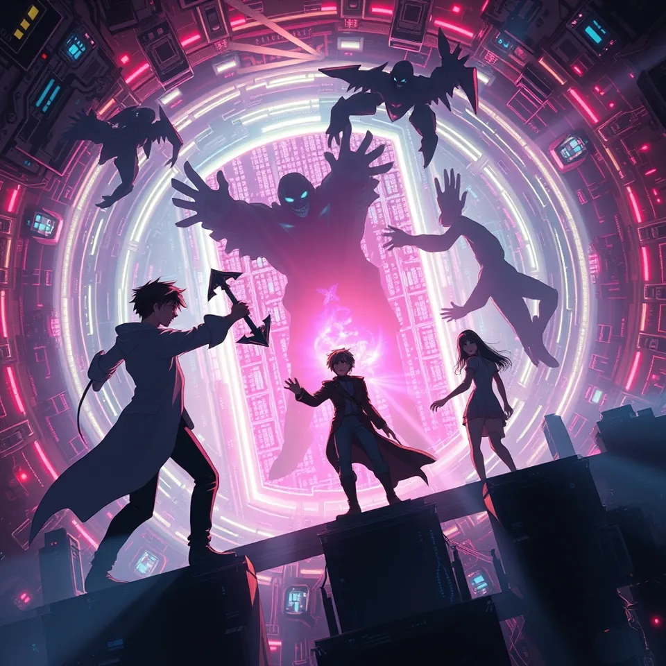第5話「演算都市の核への突入」の挿絵(AIによる生成)