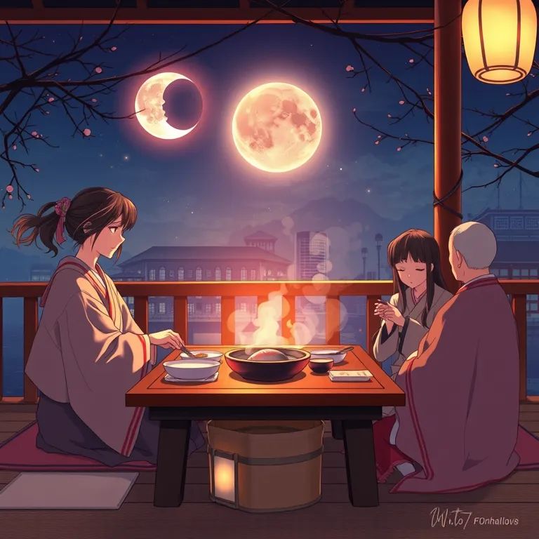 『江戸長屋・月下の贈り物 ―嘘がつけぬ夜の食卓―』の表紙(AIによる生成)