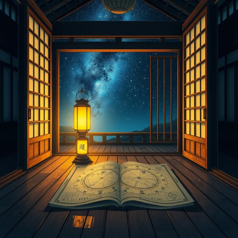 『星図の迷宮、あるいは祭りの夜の凶刃』の表紙(AIによる生成)