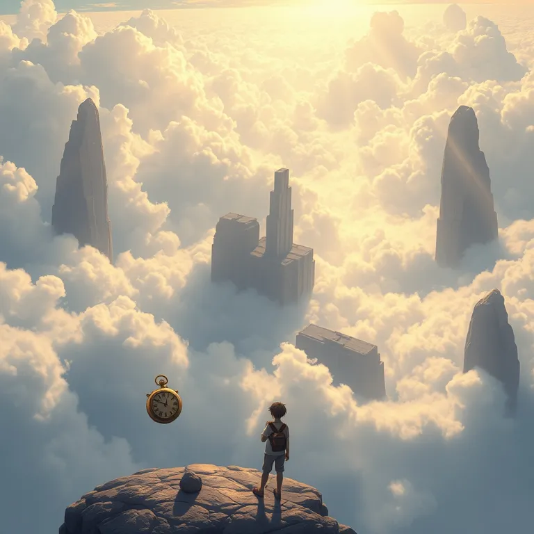 『凪の底の秒針、空の果てのレシピ』の表紙(AIによる生成)