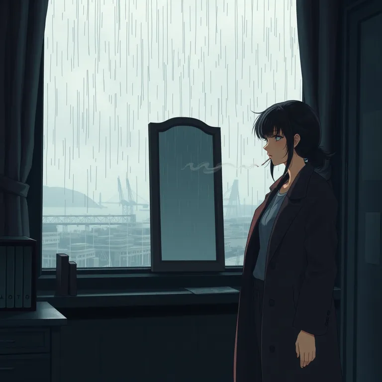 『夜を啜る雨と、偽りの肖像』の表紙(AIによる生成)