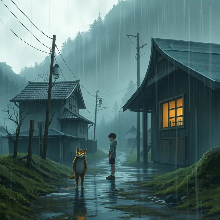『雨音の澱と、名もなき仔の導き』の表紙(AIによる生成)