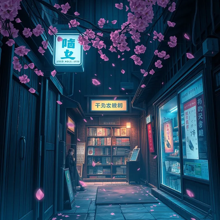 『桜落としのログ：古本屋の検索履歴』の表紙(AIによる生成)