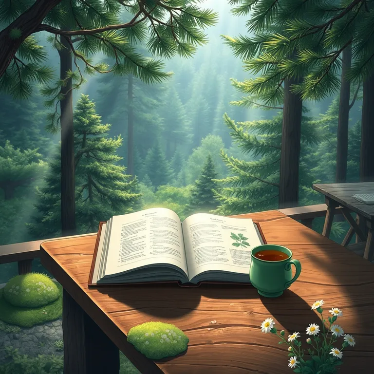 『松と苔の香りの書庫』の表紙(AIによる生成)