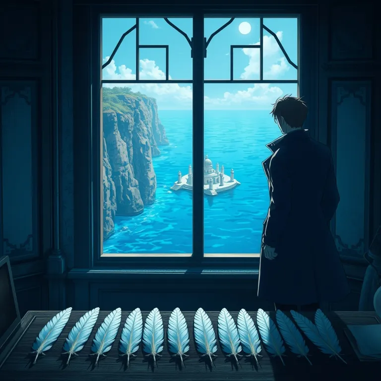『深海の伽藍と、渡り鳥の軌跡』の表紙(AIによる生成)