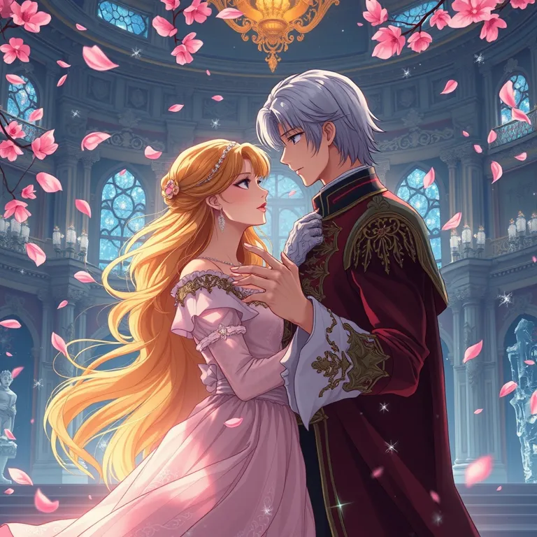 『桜舞う氷晶のワルツ』の表紙(AIによる生成)