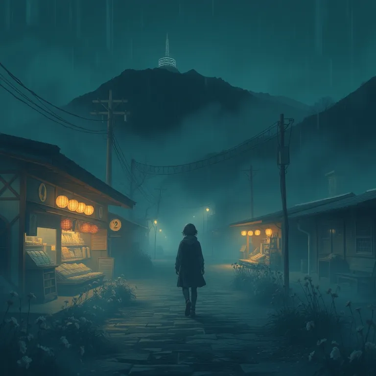 『湿りびとの市、昏き灯の街』の表紙(AIによる生成)