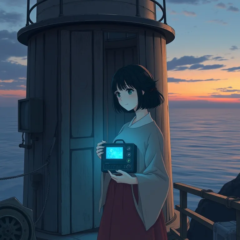 『凪の灯台、記憶のプログラム』の表紙(AIによる生成)